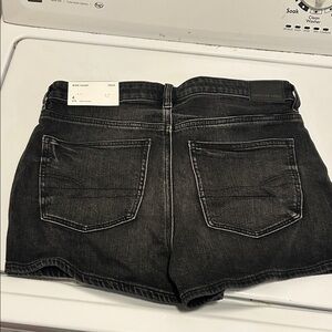 American Eagle Black Strigid Mom Shorts